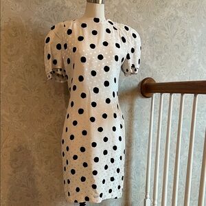Elegant Black and White Polka Dot Dress - Vintage